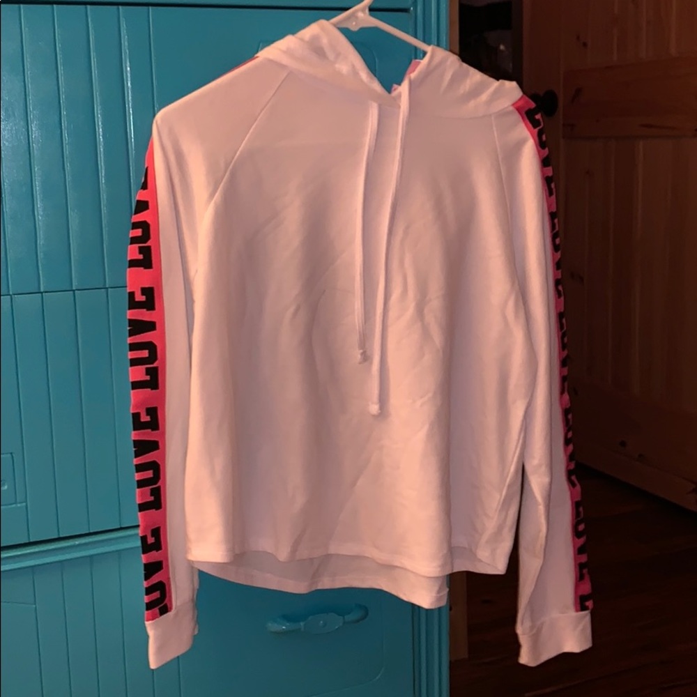 White and pink love hoodie